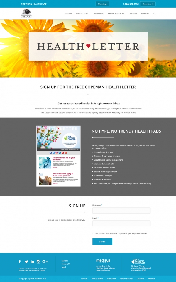 Copeman Healthcare – Landing Page Copeman Healthcare - Landing Page